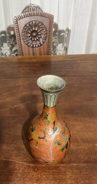 Vaso Vintage Indiano in Ottone Smaltato