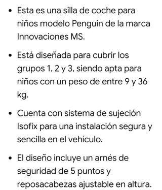 Silla de coche niños Penguin