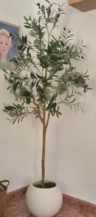 Maceta Decorativa Blanca y Verde