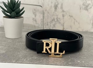 Cinturón Ralph Lauren Negro Hebilla Dorada RL