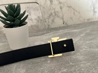 Cinturón Ralph Lauren Negro Hebilla Dorada RL