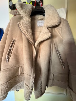 Chaqueta aviador beige forrada