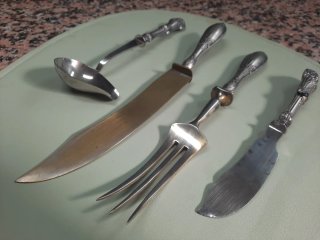 Lote 4 Cubiertos Servir y Auxiliares- baño plata