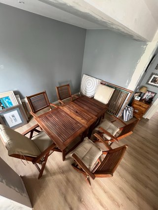 Conjunto Mesa y Sillas Jardín Madera Teca