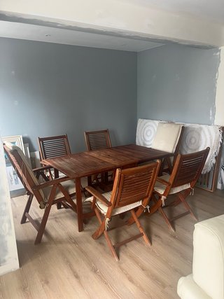 Conjunto Mesa y Sillas Jardín Madera Teca