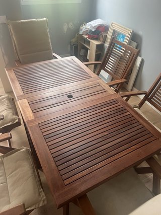Conjunto Mesa y Sillas Jardín Madera Teca