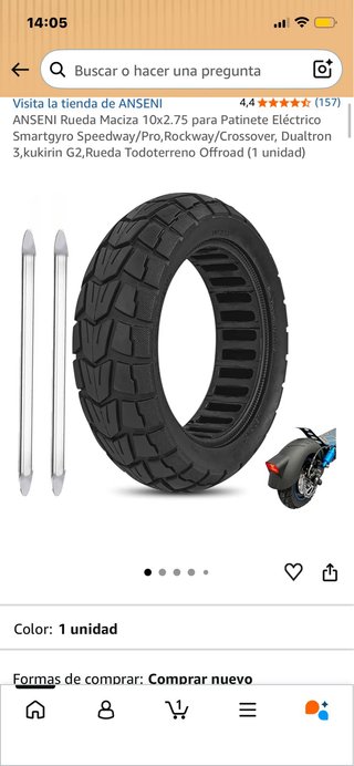 Rueda maciza patinete eléctrico 10x2.75
