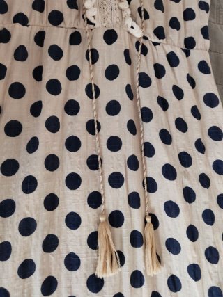 Vestido mujer lunares beige y azul