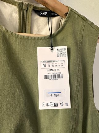 Vestido caqui encerado cinturones ZARA