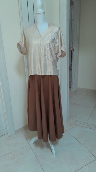 Gonna maxi poliestere + blusa cotone