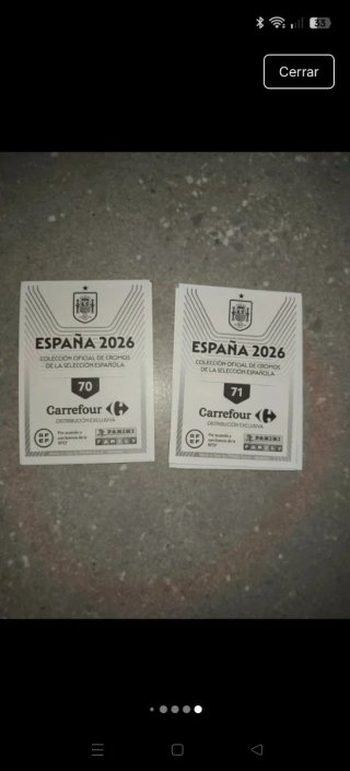 Cromos de fútbol España Panini Carrefour