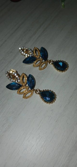 Orecchini Swarovski clip blu e oro