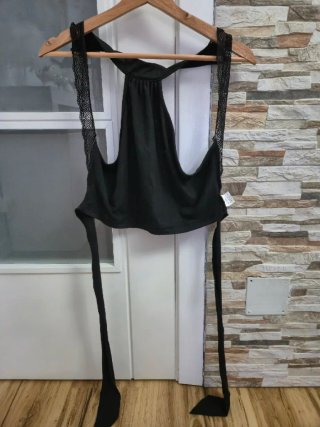 Top SHEIN Negro Encaje