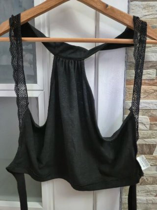 Top SHEIN Negro Encaje