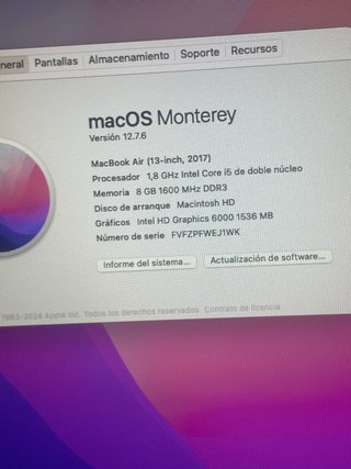 Macbook Air 13 2017 Plata