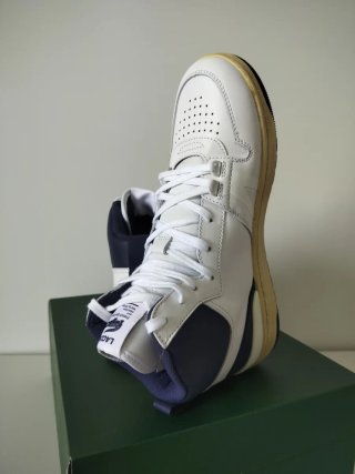 LACOSTE Vintage L001 Mid White/Navy Sneakers Men's
