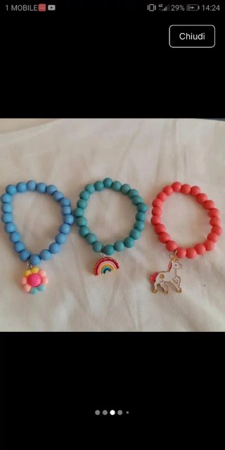 Set 3 Braccialetti Bambini con Ciondoli