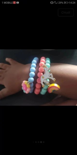 Set 3 Braccialetti Bambini con Ciondoli