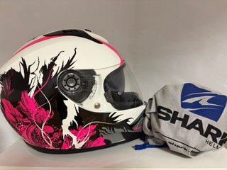 Casco Moto Shark Blanco y Rosa Talla XS