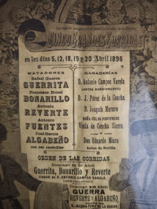 Cartel Taurino Sevilla 1896 Tela 1896