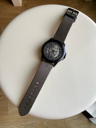 Reloj Police Calavera Negro y Plateado