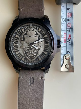 Reloj Police Calavera Negro y Plateado