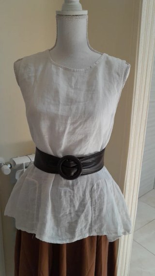 Blusa Lino Bianca + Gonna Marrone