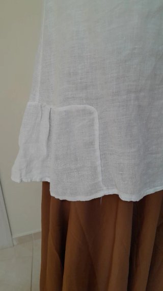 Blusa Lino Bianca + Gonna Marrone