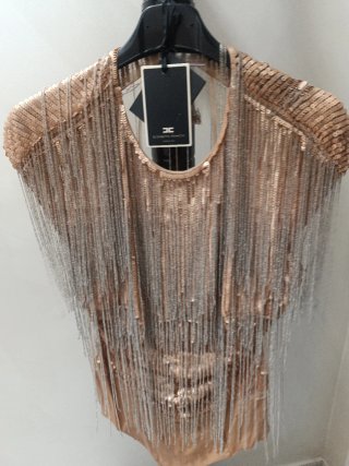 Elisabetta Franchi gonna cerimonia oro rosa XXL