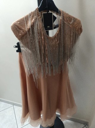 Elisabetta Franchi gonna cerimonia oro rosa XXL