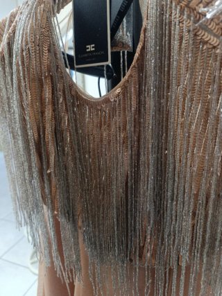 Elisabetta Franchi gonna cerimonia oro rosa XXL