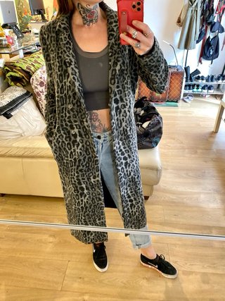 Abrigo H&M Lana Estampado Leopardo Talla 34