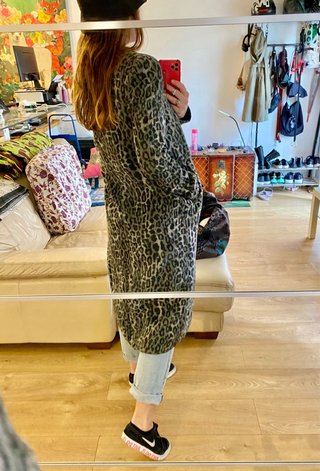 Abrigo H&M Lana Estampado Leopardo Talla 34