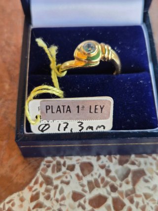 Anillo Plata 925 Dorado Circonita Talla 17,3mm