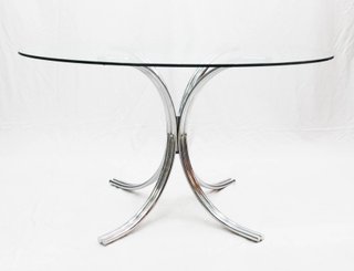 Mesa comedor italiana cristal y metal 70s