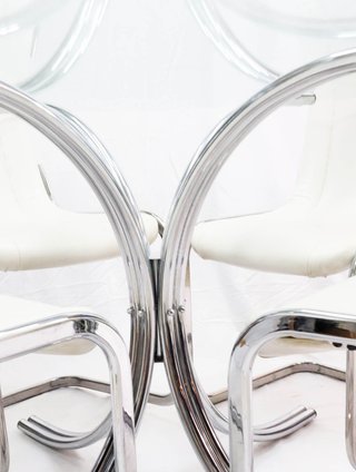 Mesa comedor italiana cristal y metal 70s