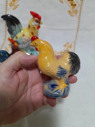 Set 3 galli terracotta vintage anni '60