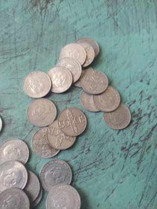Lote 45 monedas 50 céntimos Franco plateadas