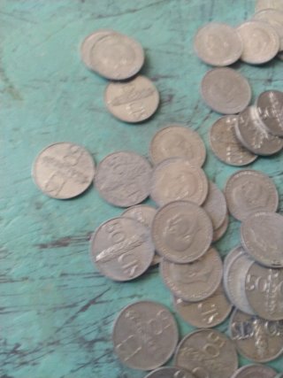 Lote 45 monedas 50 céntimos Franco plateadas