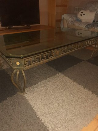 Mesa centro hierro forjado y cristal