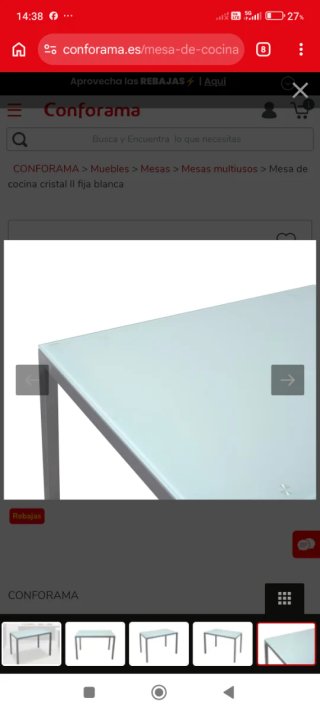 Mesa de cocina cristal y metal Conforama