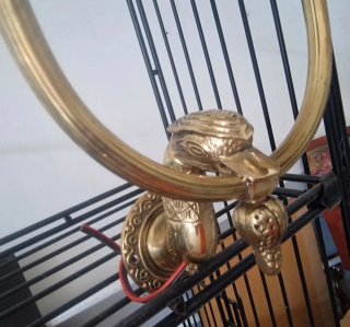 Aplique Duplo Bronze e Vidro Fosco