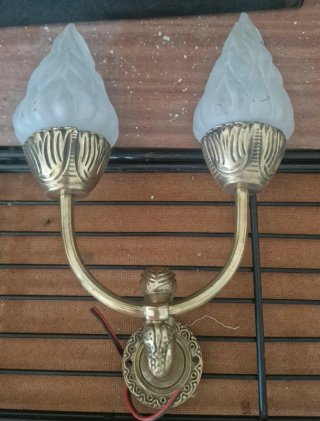 Aplique Duplo Bronze e Vidro Fosco