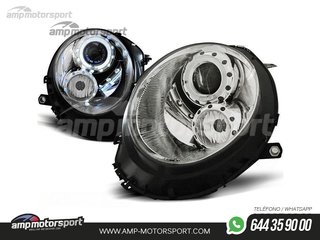 FAROS DELANTEROS OJOS DE ANGEL PARA MINI COOPER R56/R57 CROMO 2006-2014