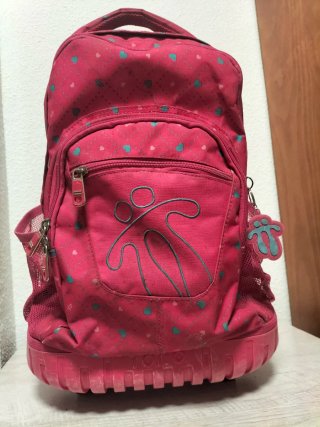 Mochila Escolar con Ruedas y Diseño Corazones