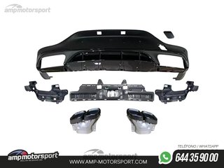 DIFUSOR TRASERO CON COLAS NEGRAS PARA MERCEDES GLC COUPE C253 NEGRO MATE/BRILLO