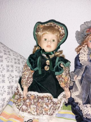 Collezione di 3 Bambole in Porcellana Vintage