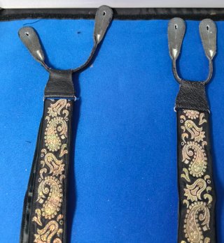 Bretelle Vintage Broccate Paisley Oro Argento