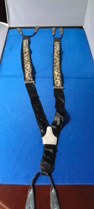 Bretelle Vintage Broccate Paisley Oro Argento