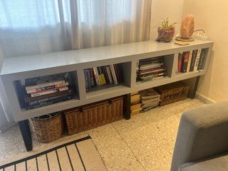 Estantería madera y mimbre TV/Libros